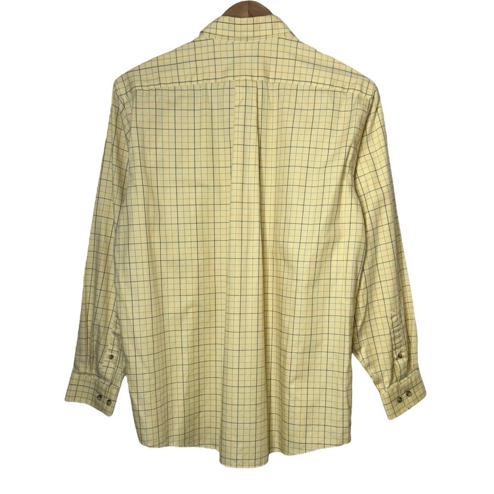 LL Bean Mens Size Large Traditional Fot Yellow Blue Plaid Button Down Shirt - Picture 8 of 10